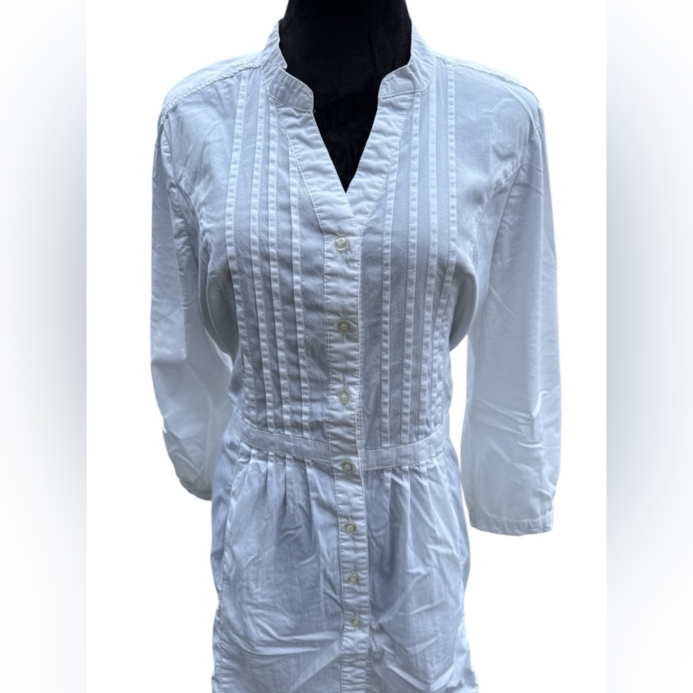 Joseph A White Tunic XL Minimalist Cottagecore Academia Pleated Classic Preppy - Picture 2 of 10